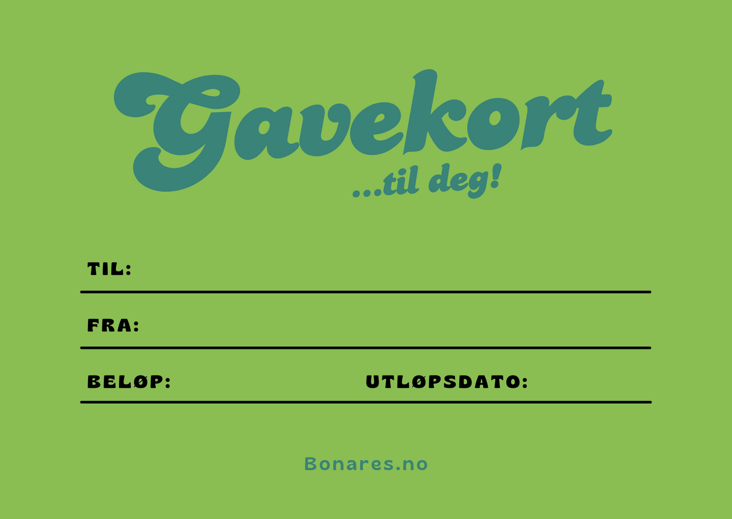 Gavekort på Bonares.no